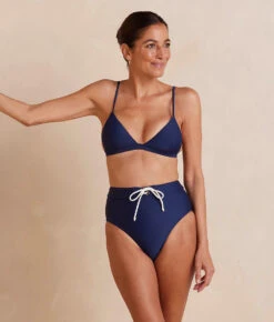 The Lace-Up High Leg High Rise Bikini Bottom - Deep Sea 10 The Lace-Up High Leg High Rise Bikini Bottom - Deep Sea -Summersalt Shop Lace UpHighLegHighRiseBottom DeepSea Front