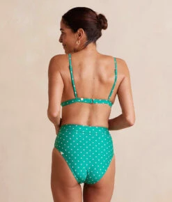The Lace-Up High Leg High Rise Bikini Bottom - Seaglass Dot -Summersalt Shop Lace UpHighLegHighRiseBottom SeaglassDot Back