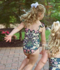 The Girls' Ruffle One Piece - Hyacinth In Sunburst & Teal -Summersalt Shop Little girls Hyacinth in Sunburst Teal 3