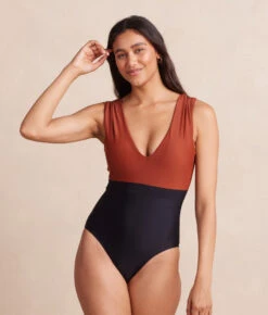 The Long Torso Ruched Backflip - Amber & Sea Urchin -Summersalt Shop Long Torso Ruched Backflip Amber Sea Urchin 1 Front