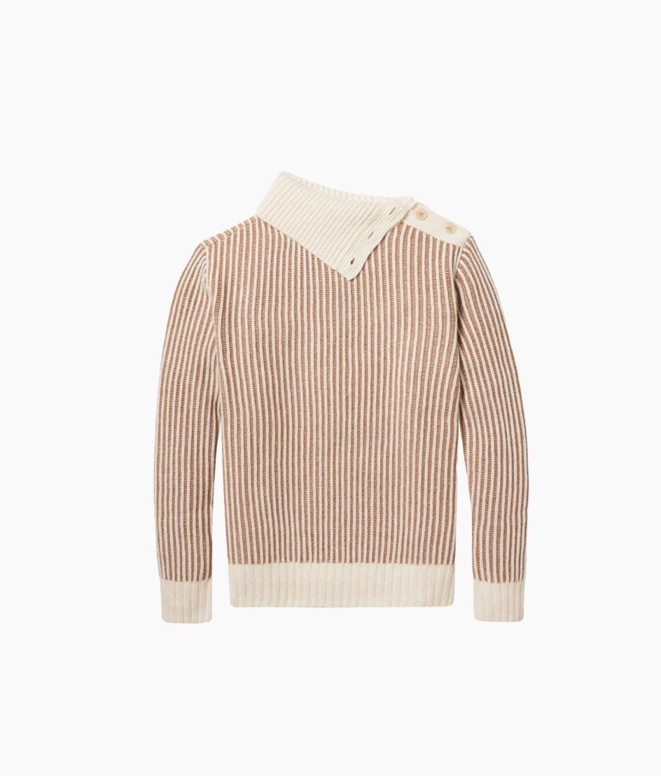 The Luxe Cashmere Blend Two-Tone Button Neck Sweater - Fawn & Dune 5 The Luxe Cashmere Blend Two-Tone Button Neck Sweater - Fawn & Dune - Image 5