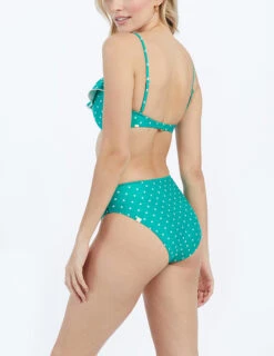 The Ruffle Marina Bikini Top - Seaglass Dot -Summersalt Shop ModelDetailBack 58
