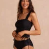 The Cinched Square Neck Tankini Top - Sea Urchin