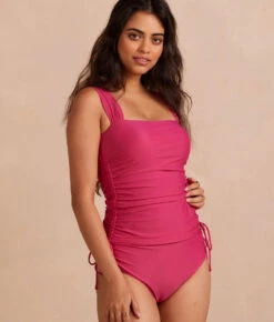 The Cinched Square Neck Tankini Top - Spritz