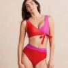 The Wrap High Leg High Rise Bikini Bottom - Lava & Hibiscus