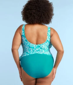 The Perfect Wrap One-Piece - Batik In Seafoam & Harbor -Summersalt Shop PWOPBatikinSeaFoam HarborBack1