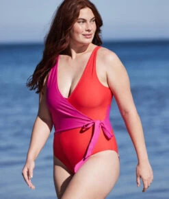 The Long Torso Perfect Wrap One Piece - Hibiscus & Grapefruit -Summersalt Shop PWOPLavaHibiscusLifestyle1 76bd8644 70ef 4cba 8d5f a74b03701f3d