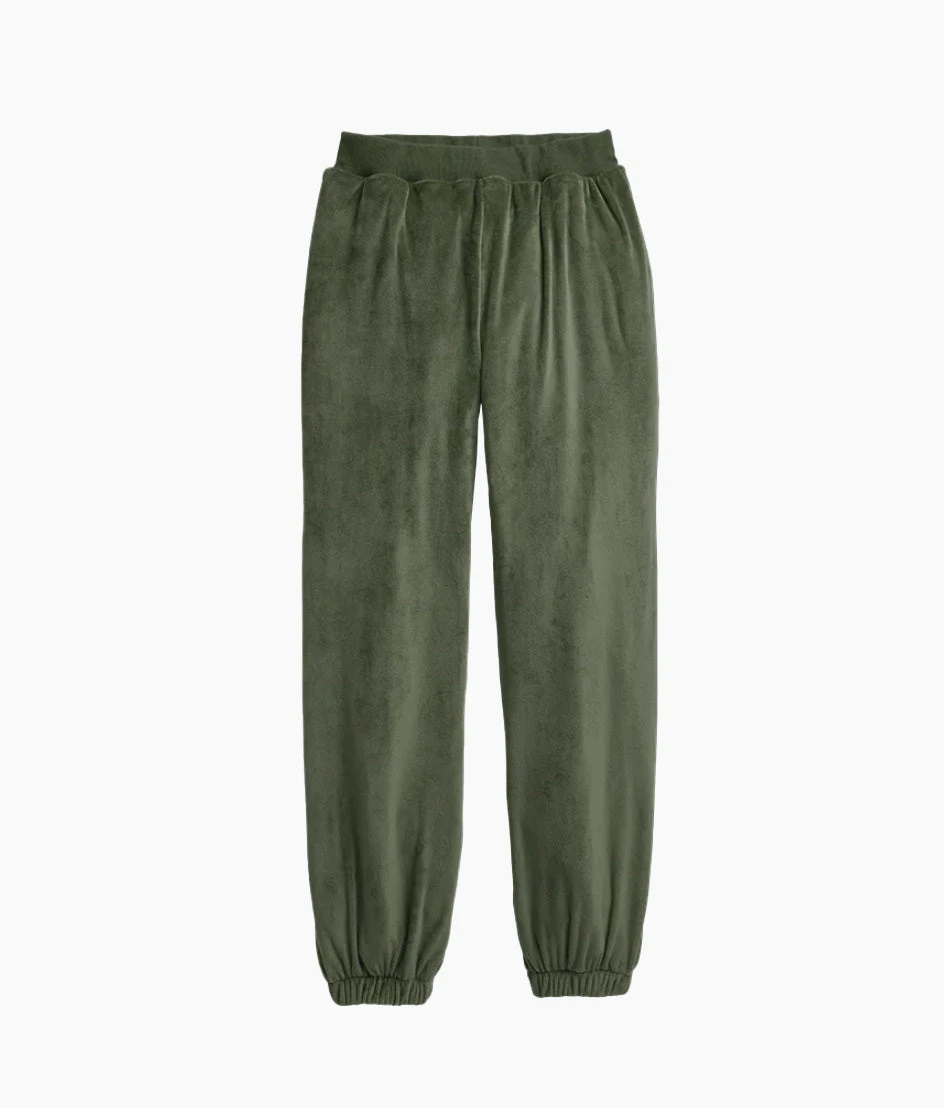 The Plush Velour Jogger - Olive 5 The Plush Velour Jogger - Olive - Image 5