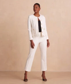 The Icon Ponte Jacket - White Sand -Summersalt Shop Ponte Jacket Front Full