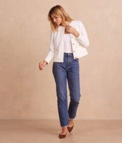 The Icon Ponte Jacket - White Sand -Summersalt Shop Ponte Jacket Front Full 2