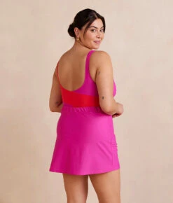The Ruched Swim Skirt - Hibiscus -Summersalt Shop RuchedSwimSkirt Hibiscus Back 4c46016d cca3 4926 84d5 7980a4f75c91