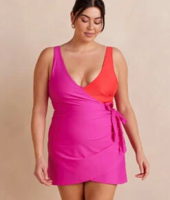 The Ruched Swim Skirt - Hibiscus -Summersalt Shop RuchedSwimSkirt Hibiscus Front Crop e68a1a38 82a2 4f51 88e6 eb75bc65a4d8