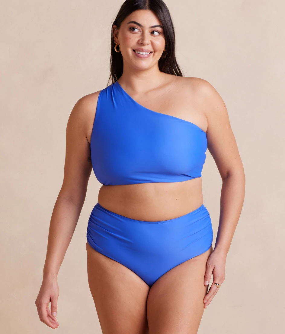 The Ruched High Leg High Rise Bottom - Hydrangea 1 The Ruched High Leg High Rise Bottom - Hydrangea