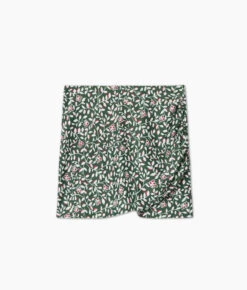 The Ruched Swim Skirt - Twilight Floral In Olive