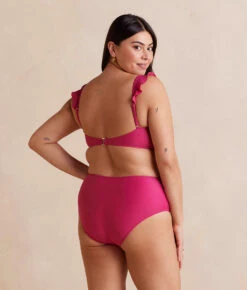 The Ruffle High Leg High Rise Bikini Bottom - Spritz -Summersalt Shop RuffleHighLegHighRiseBikiniBottom Spritz Back