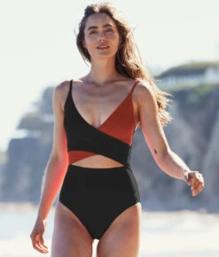 The Sea Breeze Cutout One-Piece - Amber & Sea Urchin -Summersalt Shop SeabreezeCutoutOPAmber SeaUrchin4Lifestyle 044812fd 9287 486c 914a c0cce0bb4f52