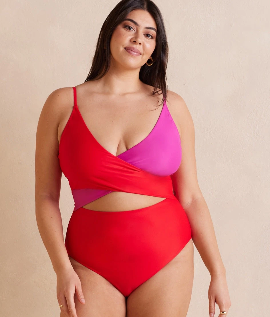 The Long Torso Sea Breeze Cutout One-Piece - Lava & Hibiscus 5 The Long Torso Sea Breeze Cutout One-Piece - Lava & Hibiscus - Image 5