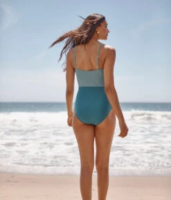 The Seascape Sweetheart One Piece - Bluestone & Mist 6 The Seascape Sweetheart One Piece - Bluestone & Mist -Summersalt Shop Seascape Sweetheart One Piece Stone Blue Oceanside 3
