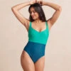The Long Torso Seascape Sweetheart One Piece - Seaglass & Seaweed