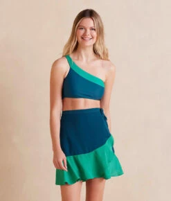 The Short Beach To Brunch Wrap Skirt - Seaglass & Seaweed -Summersalt Shop ShortBeachtoBrunchWrapSkirt Seaweed Seaglass Front