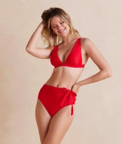 The Side-Tie High Leg High Rise Bottoms - Lava -Summersalt Shop Side TieHighLegHighRiseBottom Lava Front