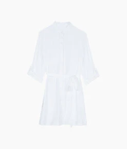 The Silky Luxe Short Effortless Shirtdress Cover-Up - Cloud White -Summersalt Shop Silky Luxe Effortless Shirtdress Cover Up Cloud White FLAT 2
