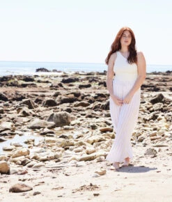 The Silky Luxe Palazzo Pants With Ties - Beach Stripe In Sandshell