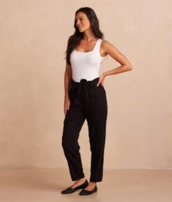 The Timeless Slim Tie-Waist Pant - Sea Urchin 8 The Timeless Slim Tie-Waist Pant - Sea Urchin -Summersalt Shop SoftestFrenchTerryTie WaistPant SeaUrchin Side Full