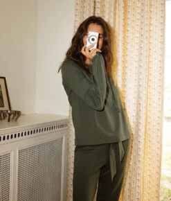 The Softest French Terry Boatneck Pullover - Olive -Summersalt Shop Softest French Terry Boatneck Pullover Olive 4