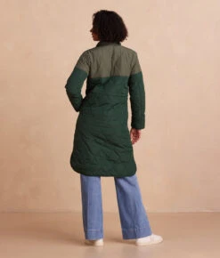 The Long Colorblock Eco Quilted Coat - Olive & Eden -Summersalt Shop TheLongColorblockEcoQuiltedCoat Olive Eden BackFull