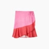 The Short Beach To Brunch Wrap Skirt - Square Dot In Flamingo & Hibiscus