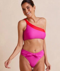 The Tie Belt High Leg Mid Rise Bottom - Hibiscus -Summersalt Shop TieBeltHighLegMidRiseBottom Hibiscus 3