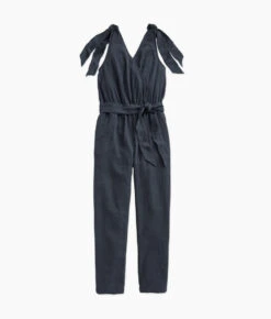 The Going Places Gauze Tie-Shoulder Jumpsuit - Midnight