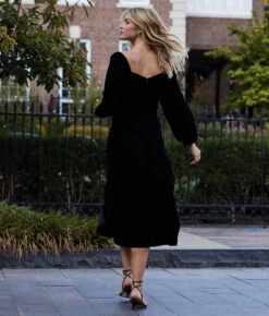 The Sustainable Velvet Collection Sweetheart Midi Dress - Sea Urchin -Summersalt Shop VelvetDress Black 1