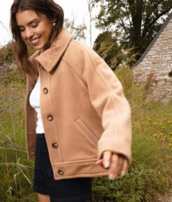 The Warmest Wool Short Coat - Fawn 7 The Warmest Wool Short Coat - Fawn -Summersalt Shop Warmest Wool Short Coat Fawn 3