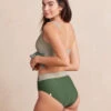The Wrap High Leg High Rise Bikini Bottom - Olive & Palm & Pebble