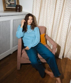 The Year-Round Balloon Sleeve Pompom Sweater - Glacier -Summersalt Shop Year Round Balloon Sleeve Pompom Sweater Glacier 3