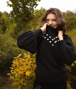 The Year-Round Balloon Sleeve Pompom Sweater - Sea Urchin 7 The Year-Round Balloon Sleeve Pompom Sweater - Sea Urchin -Summersalt Shop Year Round Balloon Sleeve Pompom Sweater Sea Urchin 3