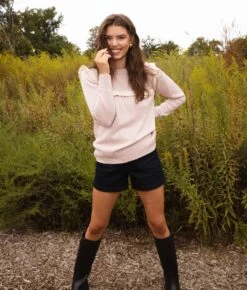 The Year-Round Crewneck Ruffle Sweater - Petal -Summersalt Shop Year Round Crewneck Ruffle Sweater Petal 3