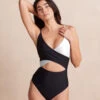 The Sea Breeze Cutout One-Piece - Sea Urchin & White Sand