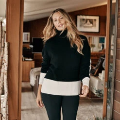 The Coziest Cashmere Blend Turtleneck - Sea Urchin & White Sand -Summersalt Shop turtleneck1